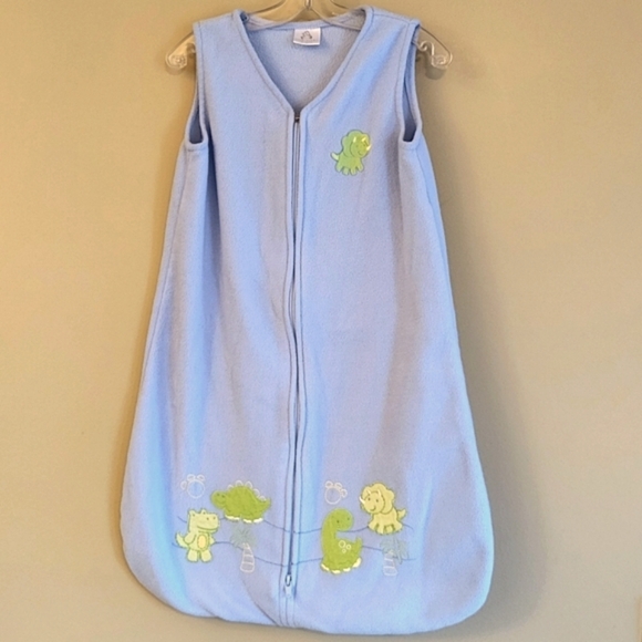 Love'n Cuddles baby blue light fleece sack with dinosaur detail - Picture 1 of 5